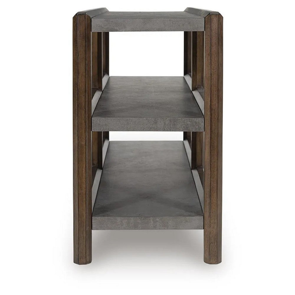 Kio Sofa Console Table with Open Frame | Dual Shelves | Brown-Gray Wood 53"