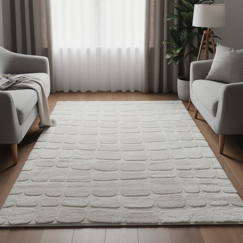 Malvin 8x10 Large Washable Area Rug | Geometric Motifs | S&stone Beige