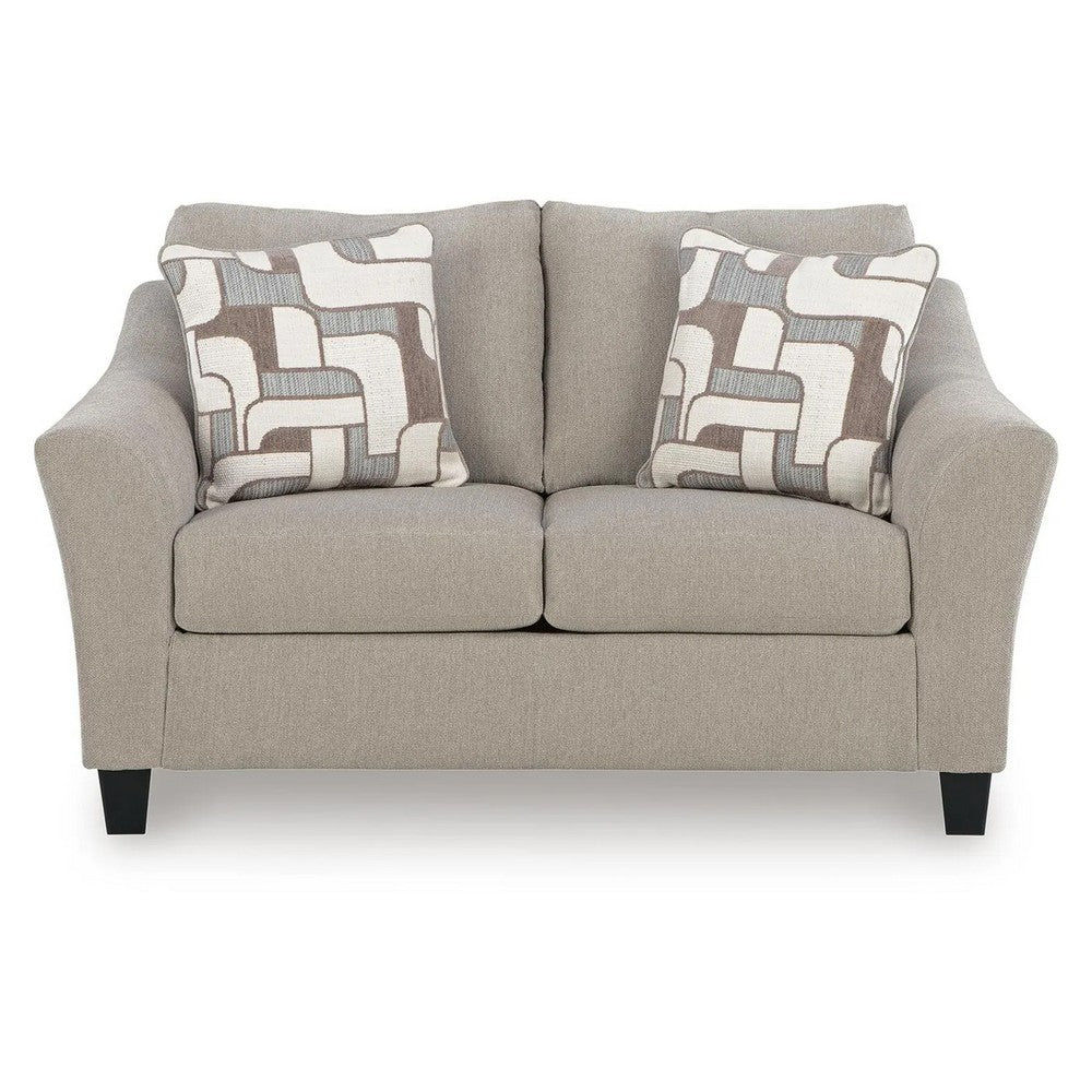 Wecy Loveseat w 2 Pillows | Foam Fill Taupe Gray Polyester | 68"