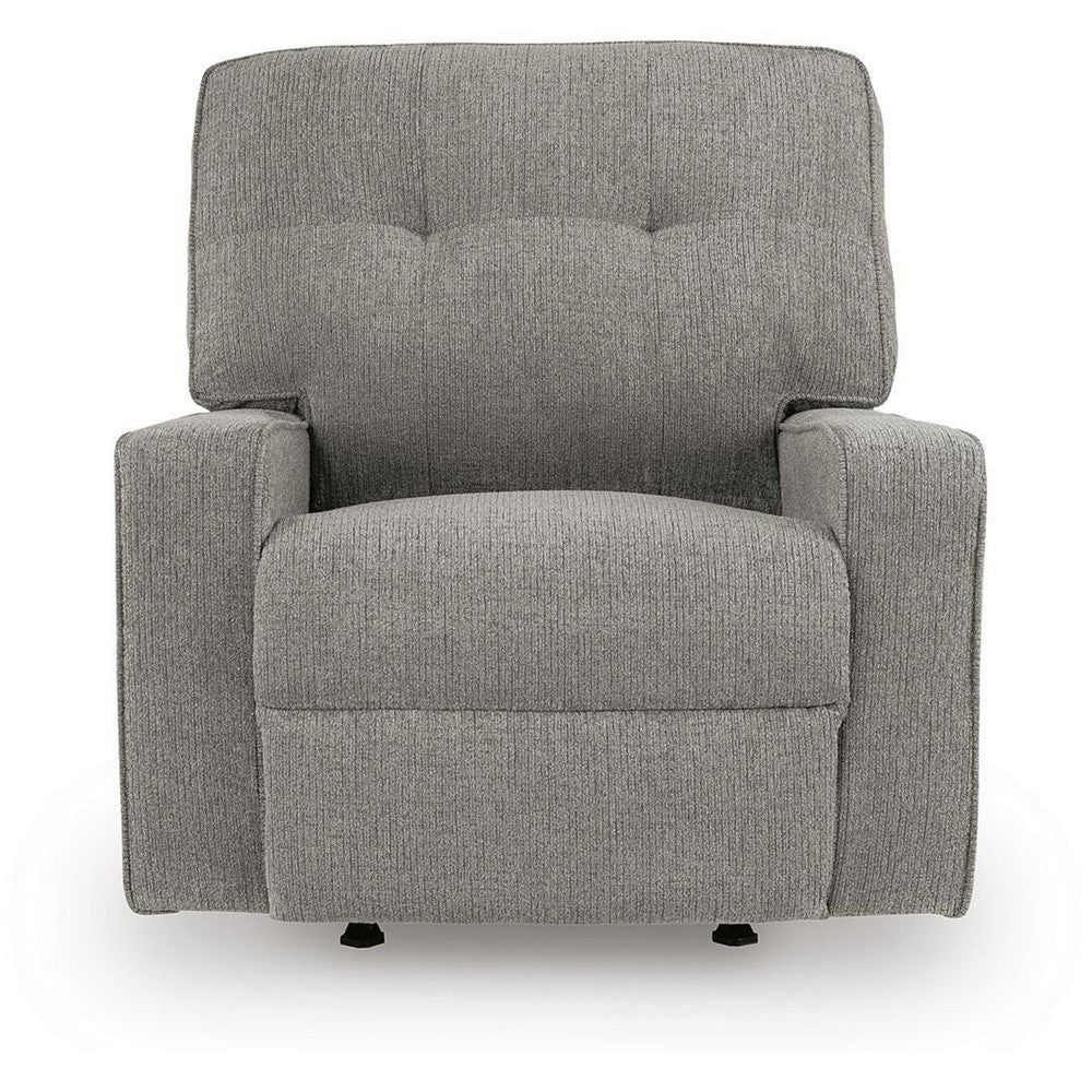 Bonny Rocking Recliner Chair | Manual Pull Tab | Neutral Iron Gray Polyester
