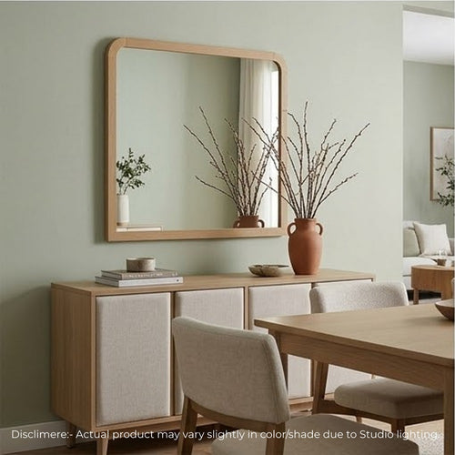 Danny Coastal Modern Wall-Dresser Mirror | Rounded Edges | Brown Wood 37x42