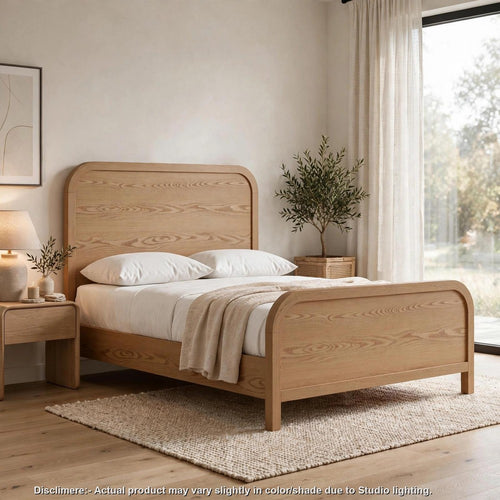 Danny Queen Platform Bed | Waterfall Design | Timber Brown Solid Wood