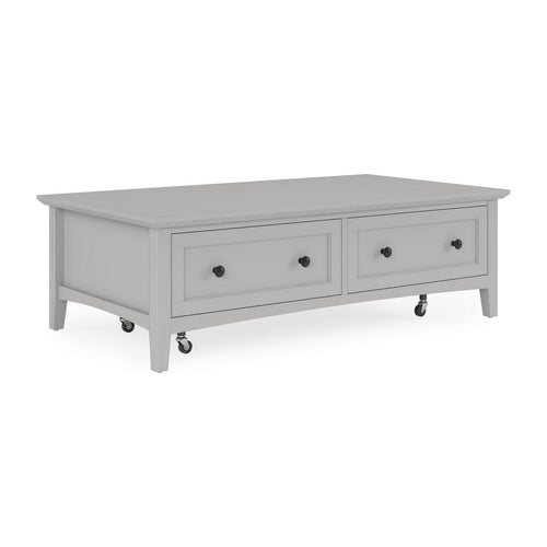 Gemma Coffee Table with 2 Drawers & Casters | Gray Mahogany Wood 55"
