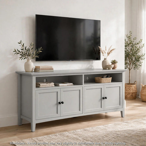 Gemma TV St& Entertainment Console with 4 Doors | Gray Wood 64"