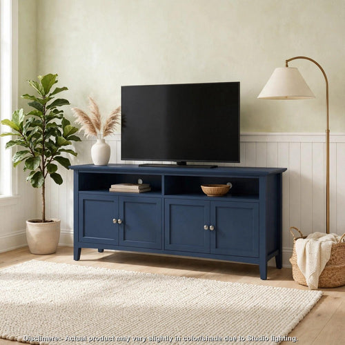 Gemma TV St& Entertainment Console with 4 Doors | Blue Wood 64"