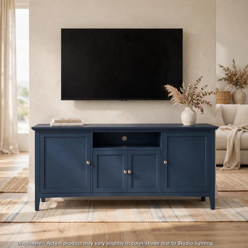 Gemma TV St& Entertainment Console with Storage | Blue Wood 74"