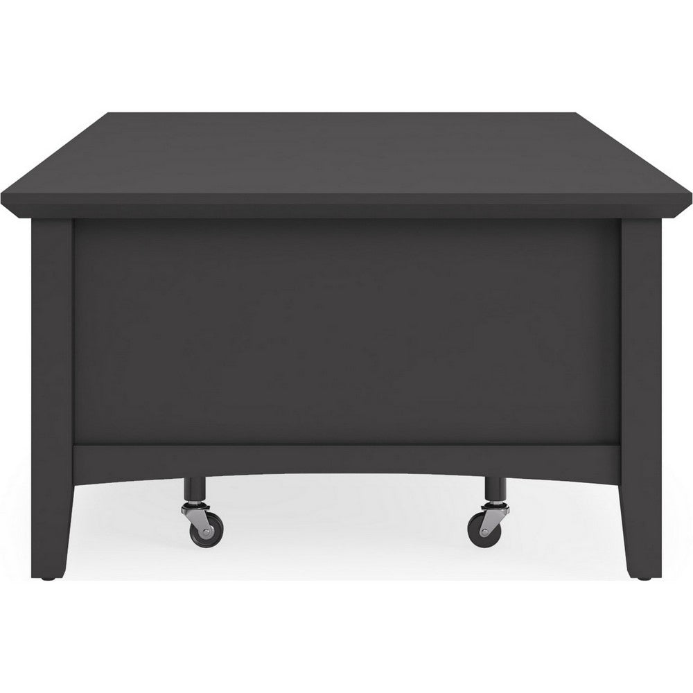 Gemma Coffee Table with 2 Drawers & Casters | Black Mahogany Wood 55"