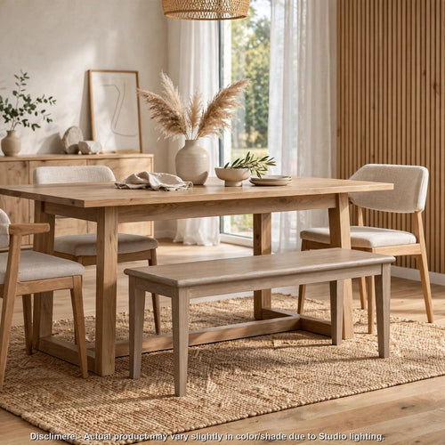 Kaili Rectangular Bench with Soft Bullnose Edges | Chai Brown Wood 60"