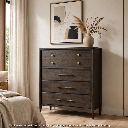 Rocky Tall Dresser Chest with 8 Drawers | Yin Black Solid Wood