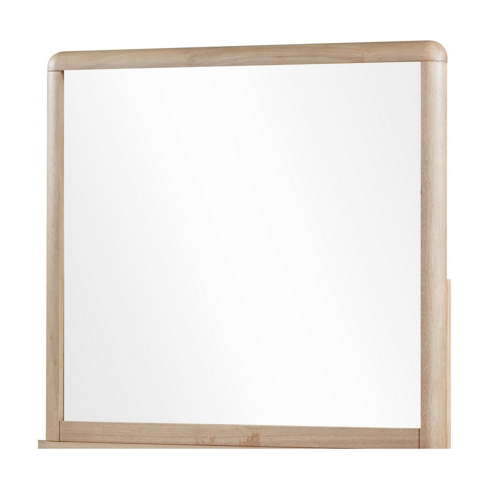 Fiona Wall or Dresser Mirror with Beveled Glass | Ginger Rubberwood 38x40