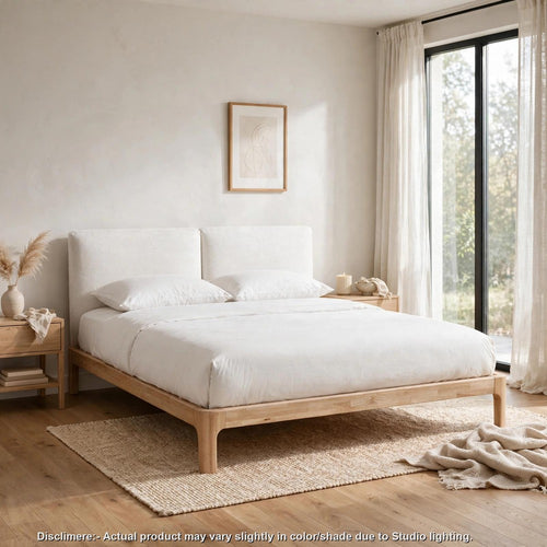 Fiona Queen Platform Bed with Two-Cushion Headboard | Turtle Dove Linen