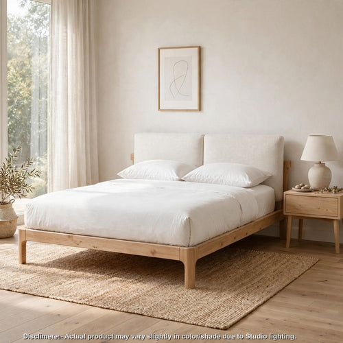 Fiona King Platform Bed with Two-Cushion Headboard | Turtle Dove Linen