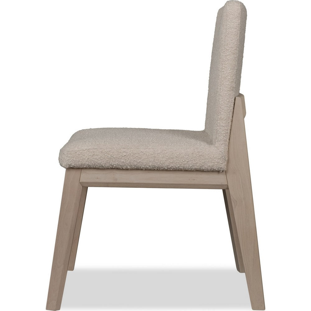 Livvy Dining Chair | Brown Boucle Fabric | White S& Solid Rubberwood