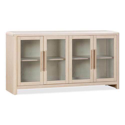 Livvy Sideboard | 4 Glass Doors & 2 Cabinets | White S& Ash Wood 68"