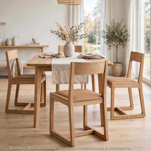 Tammy Dining Chair with Camel Tan Faux Leather Seat | Flaxen Ash Wood