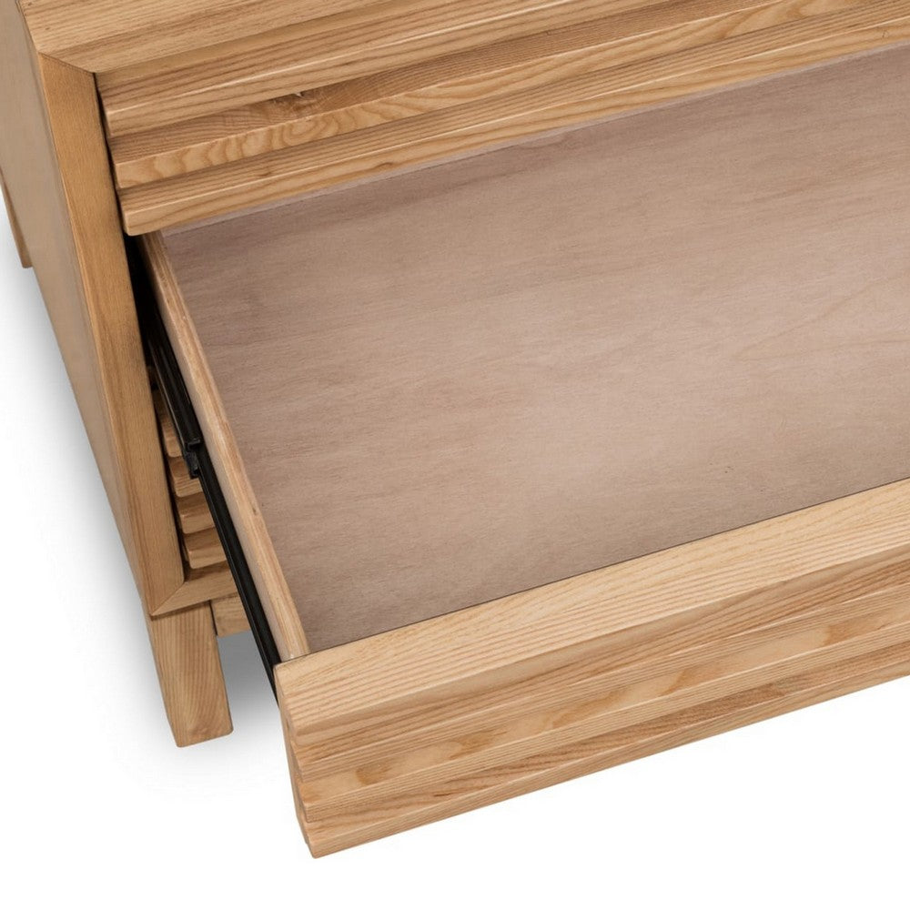 Tammy Nightst& | 3 Drawers | USB Charging Station | Flaxen Solid Wood