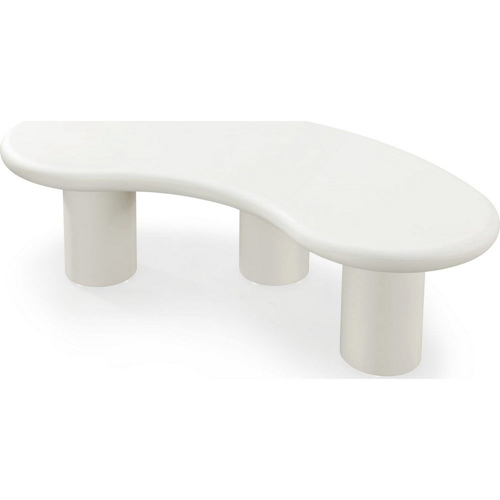 Sofie Tall Coffee Table with Sculptural Organic Design | Cream Wood 54"