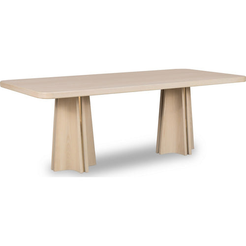 Zoya Rectangular Dining Table | Metal Double Pedestal | White S& 84"