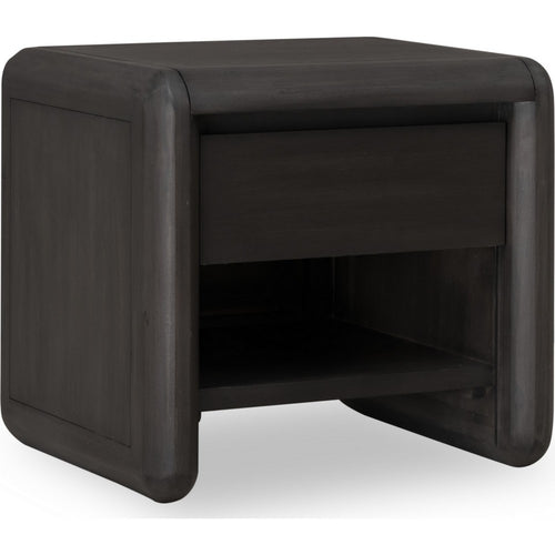 Zanny Nightst& with Drawer & Shelf | Jaguar Black Acacia Wood