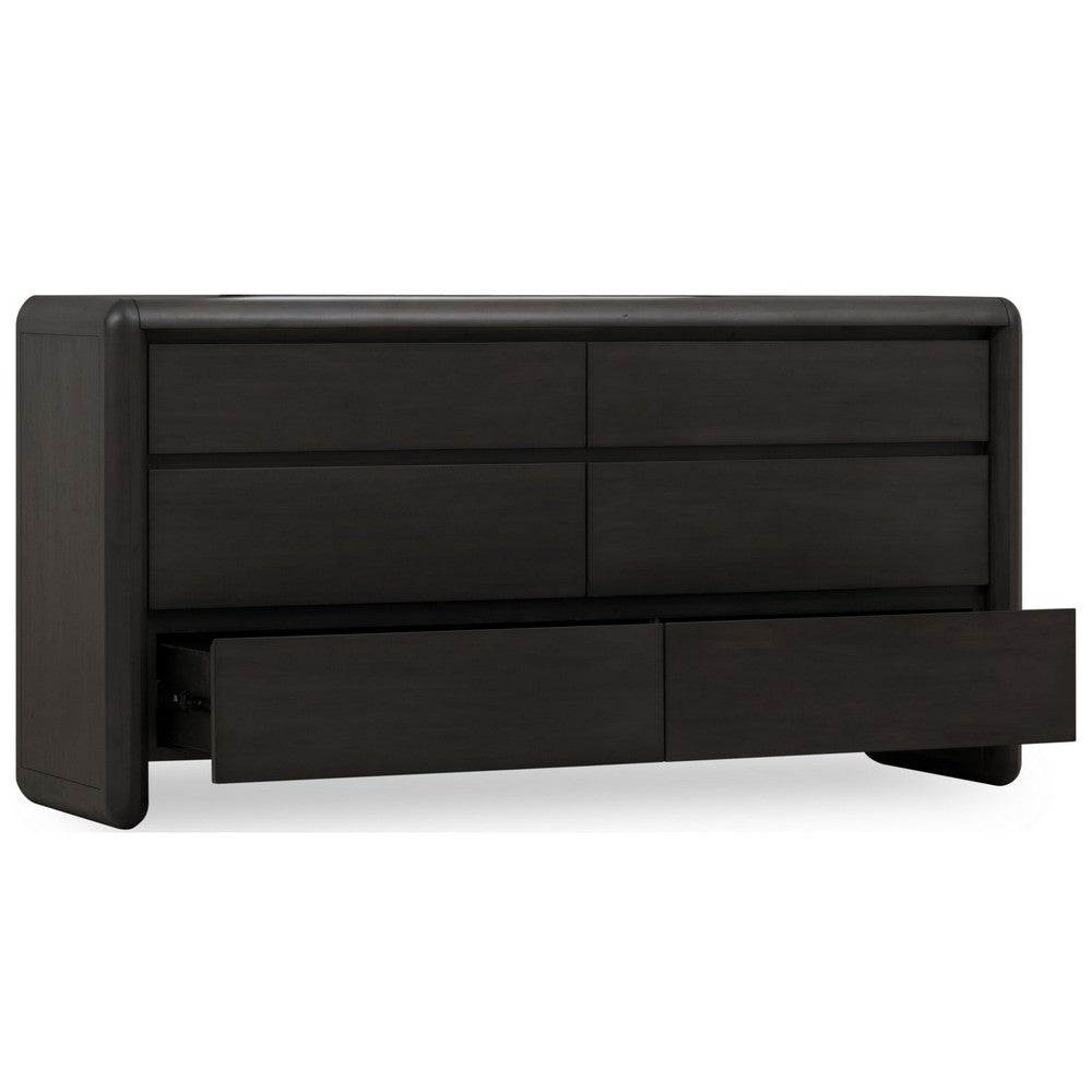 Zanny Wide Dresser with 6 Drawers | Jaguar Black Acacia Wood