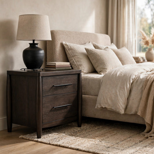 Kevin Nightst& with 2 Drawers | Cord Management | Minx Acacia Wood