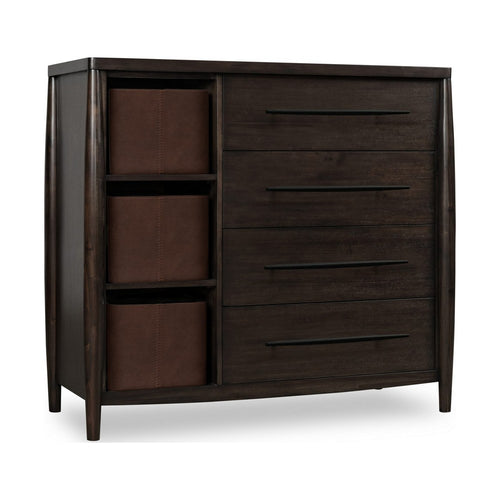 Kevin Sweater Chest | 4 Drawers | 3 Faux Leather Bins | Minx Wood 50"