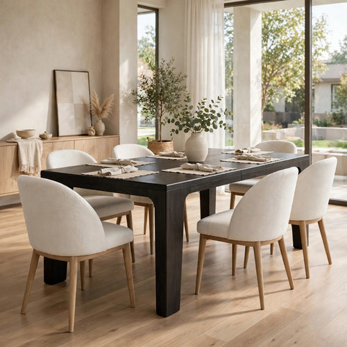 Rissa Rectangular Extendable Dining Table | Jaguar Black Wood 90"