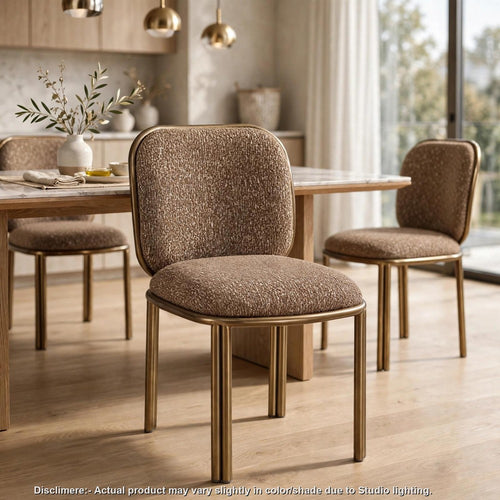 Marco Dining Chair with Brushed Golden Steel Legs | Giraffe Chenille