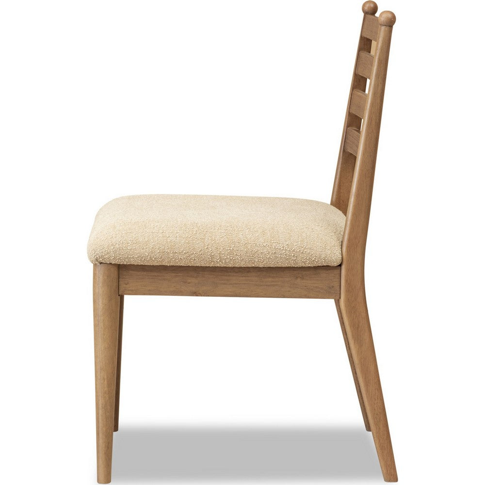 Hoa Dining Side Chair | Ladderback | Brown Chenille Seat | Acacia Wood