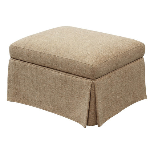 Coly Skirted Ottoman w Storage | Foam Cushion | Tan Brown Chenille 28 "