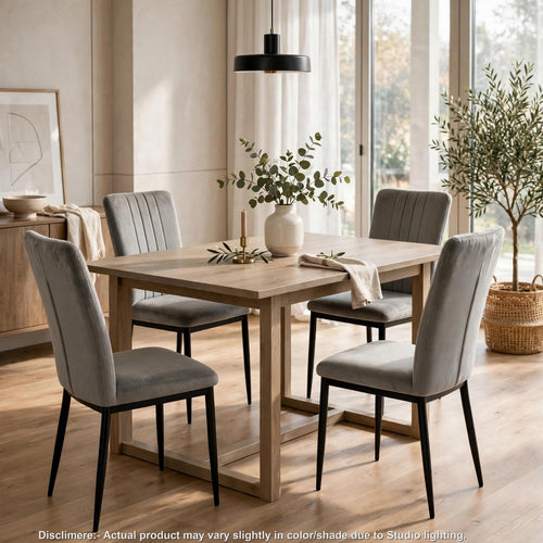 Fiona Dining Chairs with Black Metal Legs | Set of 4 | Dark Gray Velvet