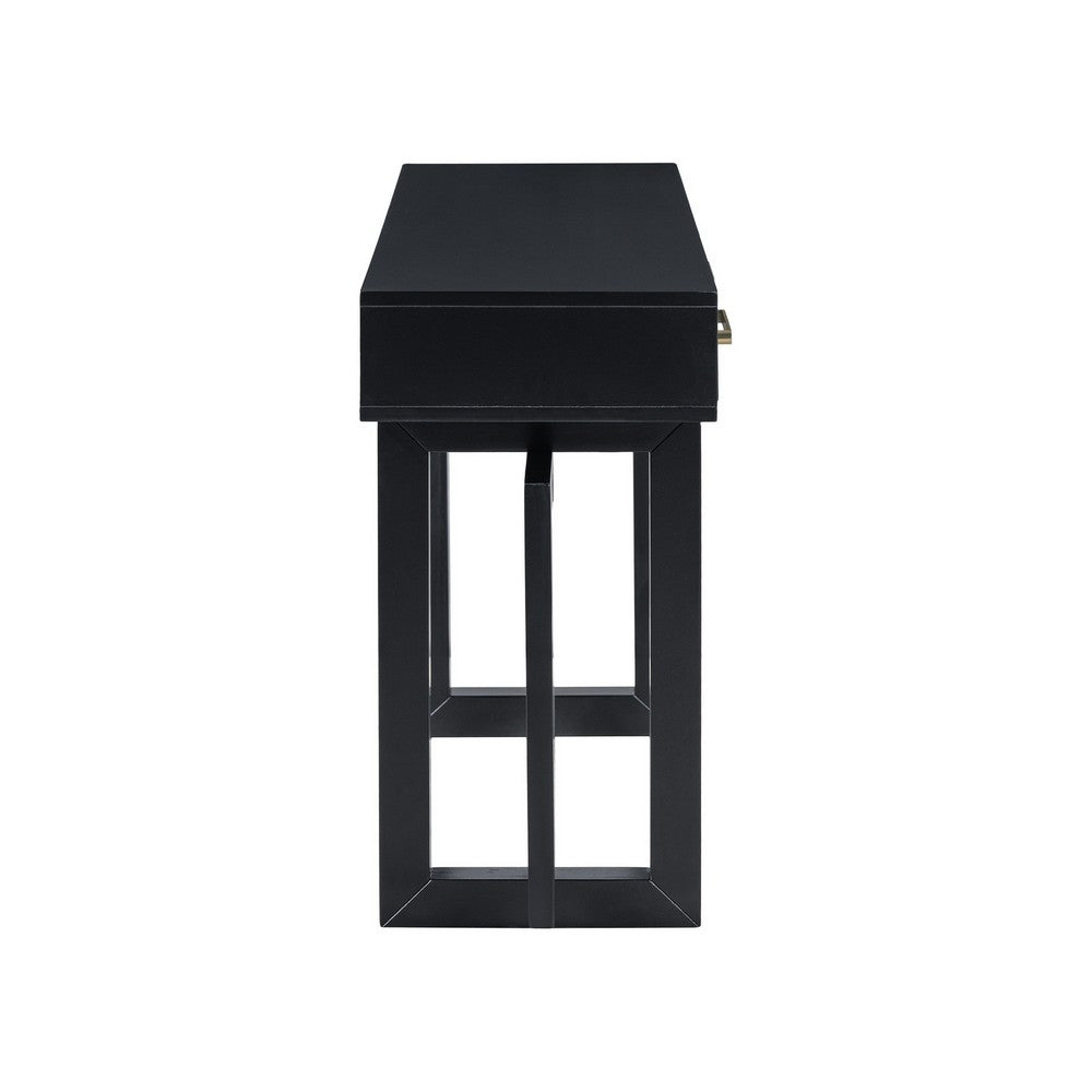 Gracie Console Table with 3 Drawers and Iron Handle Design | Black Wood 57"