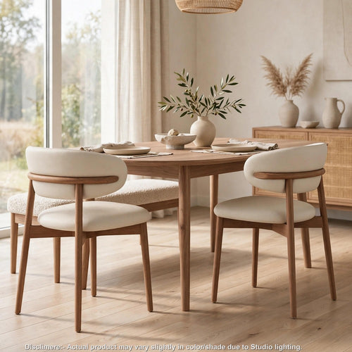 Mico Dining Chairs | Set of 2 | Walnut Brown Wood | White Faux Leather