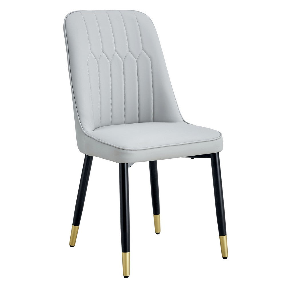 Manie Dining Chairs | Black Metal | Set of 4 | Light Gray Faux Leather
