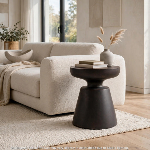 Syam Outdoor Side End Table | Round Top | Pedestal | Copper Concrete 21"