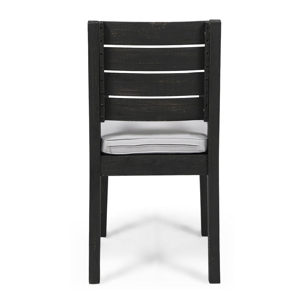 Outdoor Armless Dining Chair Set of 2 | Water Resistant Cushions | Gray