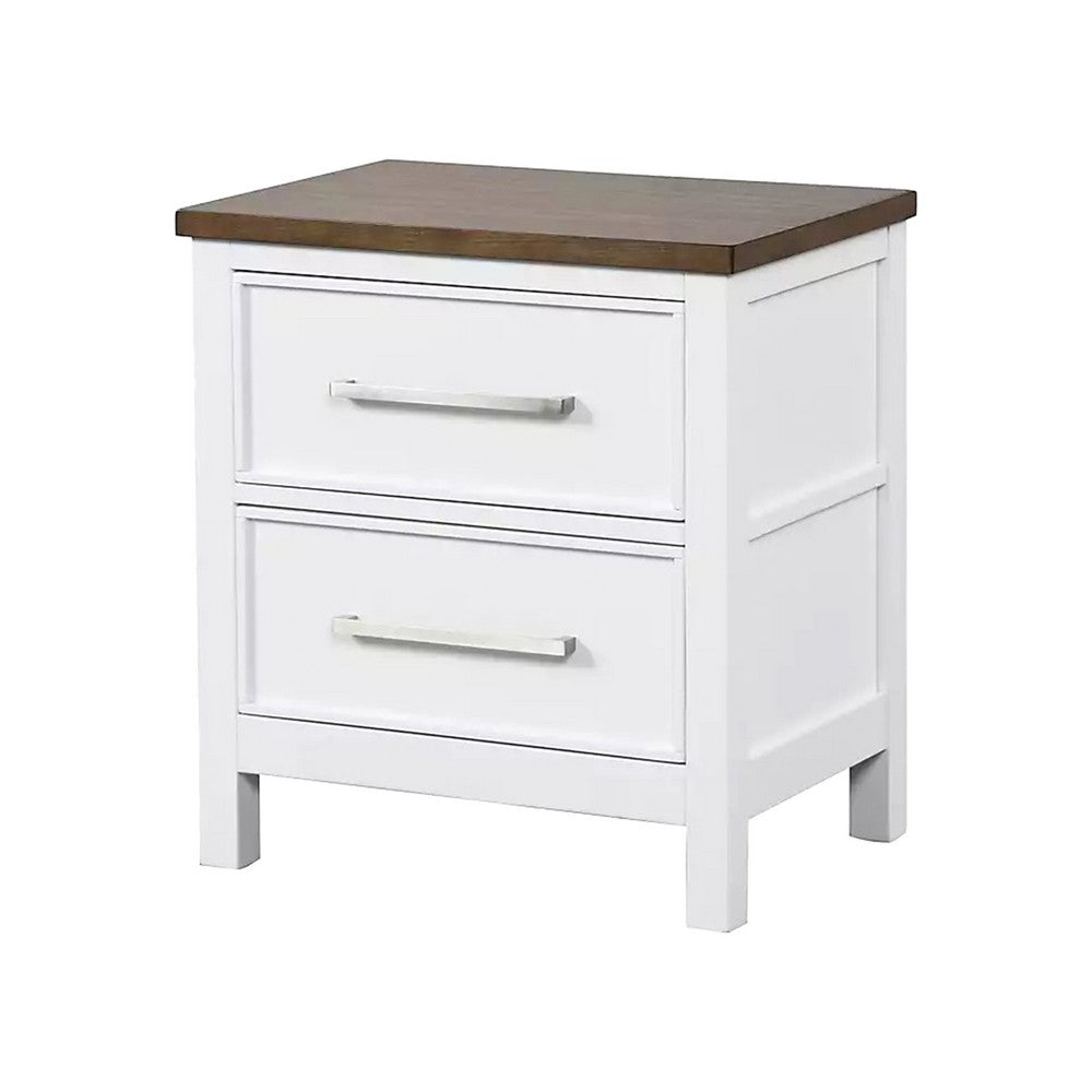 Full Bedroom Set | White | Dark Brown | & Nickel | 2 Piece Set with Nightst&
