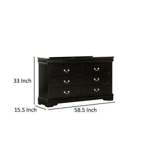 Full Bedroom Set | Black & Nickel | 3 Piece Set with Dresser & Nightst&