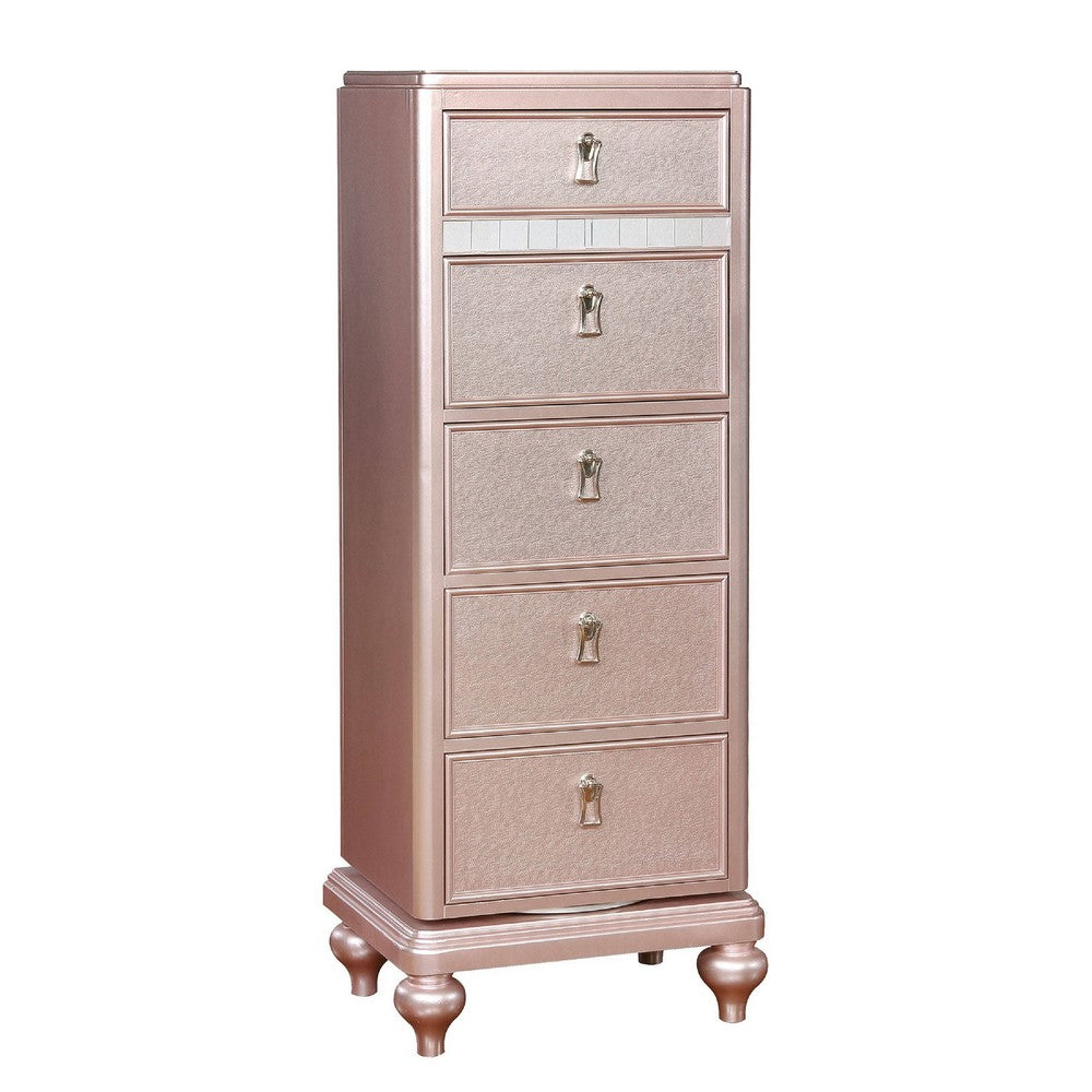 Queen Bedroom Set | Pink & Rose Gold | 4 Piece Set with 2 Chests & Dresser