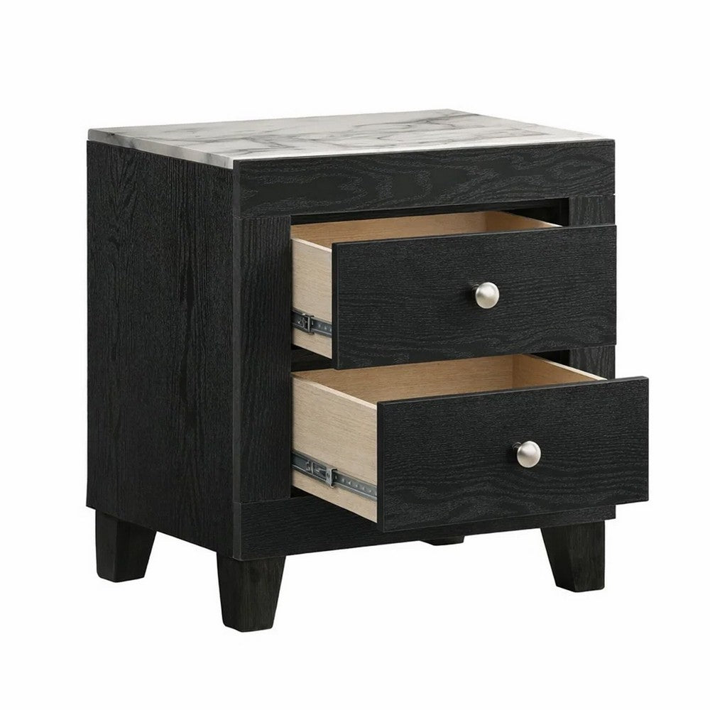 King Bedroom Set | Black | White | Chrome Wood | 3 Piece Set with 2 Nightst&s