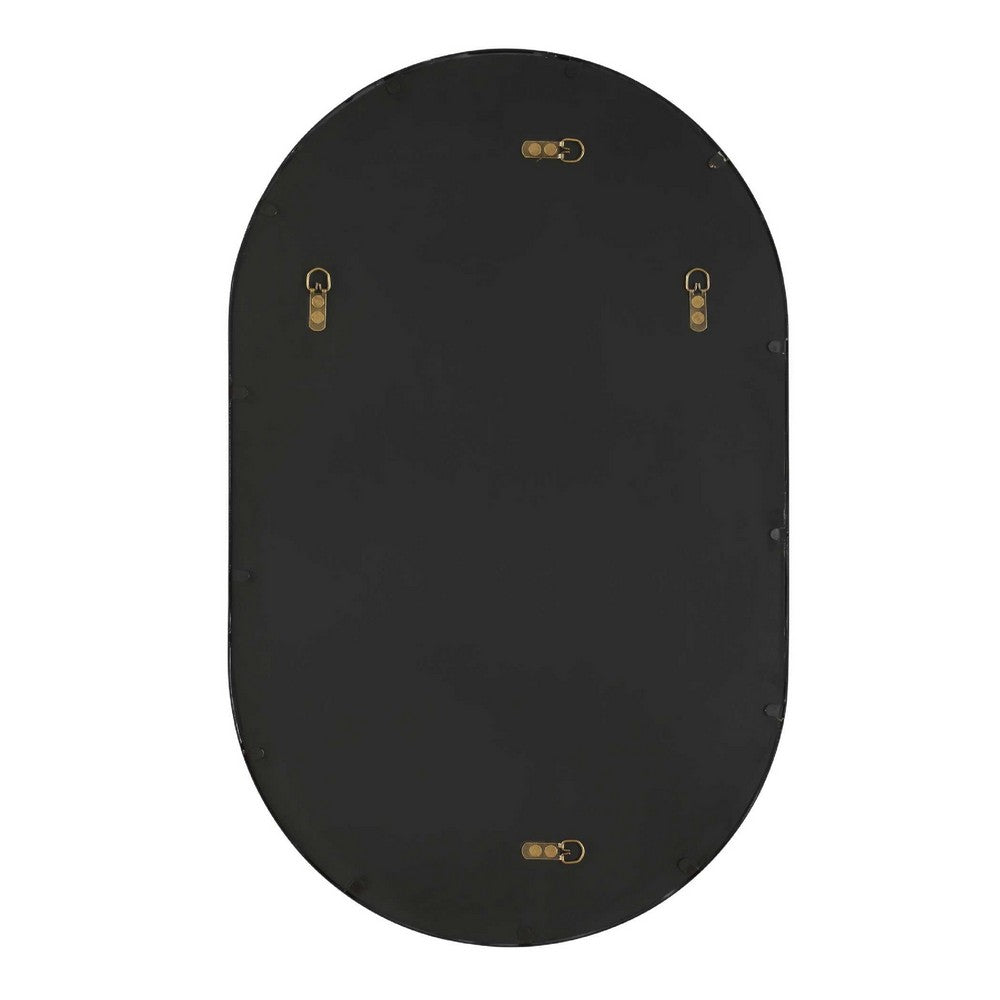 Decorative Wall Mirror | Satin Black Iron | 22x35 Oval Frame