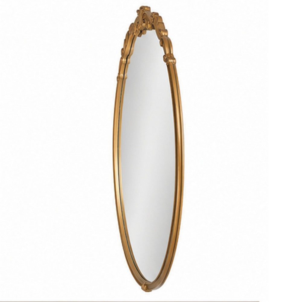 Accent Wall Mirror | Scrollwork | Antique Gold | Gray Glaze | Round 28"
