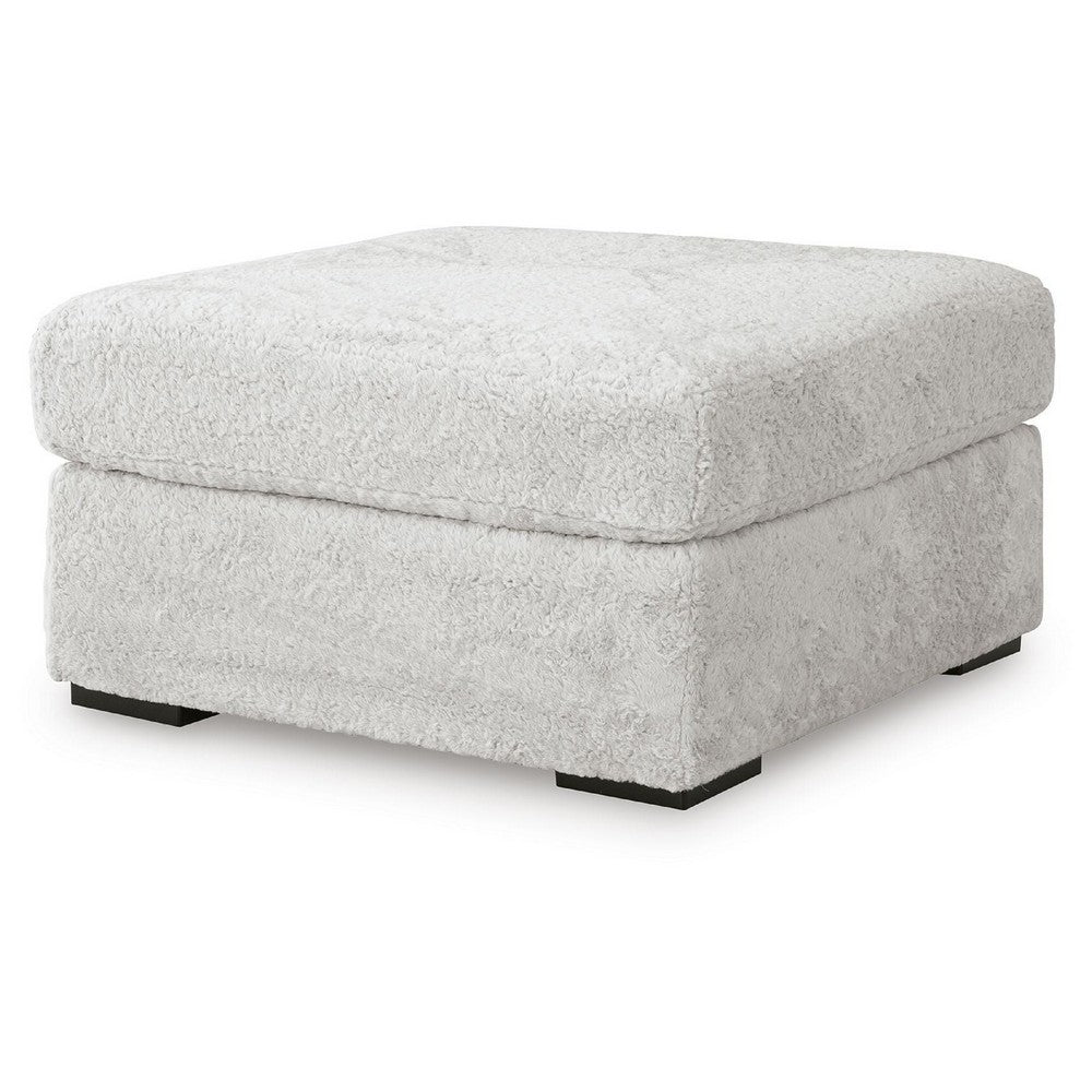 Cecy Oversized Square Ottoman | Arctic Gray Fur-Like Polyester 39"