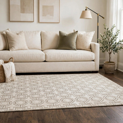 Moca Large Area Rug | Geometric Design | Gray & Ivory Polypropylene 8x10