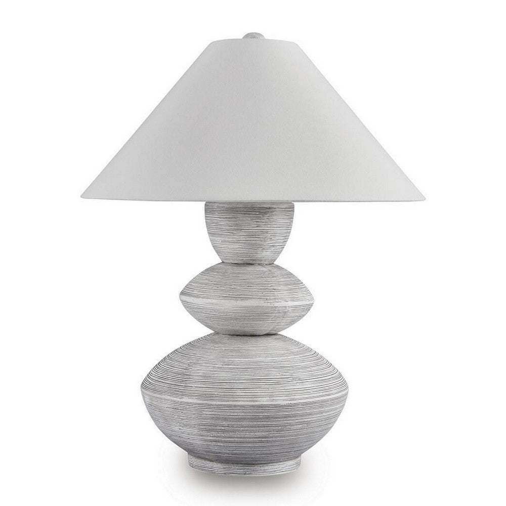 Boca Table Lamp | Triple Gourd Base | Distressed White Polyresin 30"