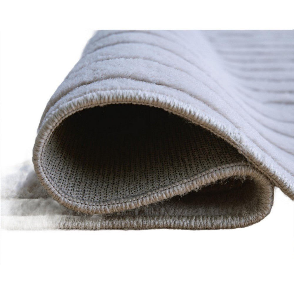 Worly 5x7 Medium Area Rug | Polyester Faux Fur | Subtle Stripe Gray