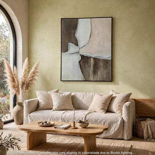 Jepy Wall Art Painting | Abstract Brown Tan White Tones | Black Frame | 40x50