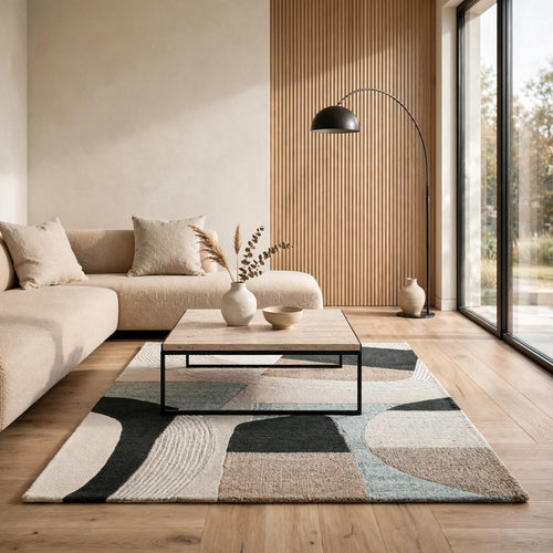 Edric Medium Area Rug | Abstract Geometric Designs | Multicolor Wool-Polyester 5x7