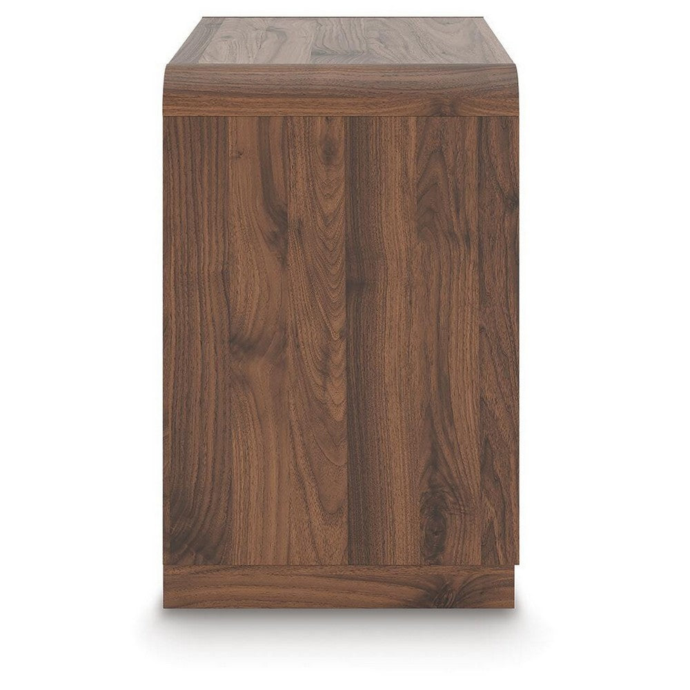Fery Nightstand with 2 Drawers | Black Metal | Walnut Brown Wood 24"