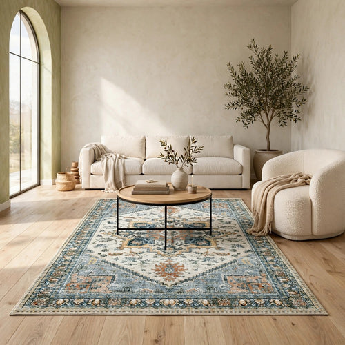 Wally Medium Area Rug with Medallion Motifs | Memory Foam | Multicolor Faux Fur 5x7